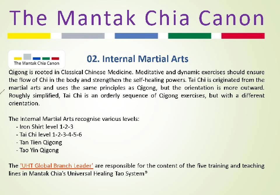 The second Healing Art: Internal Martial Arts (color code white/silver)