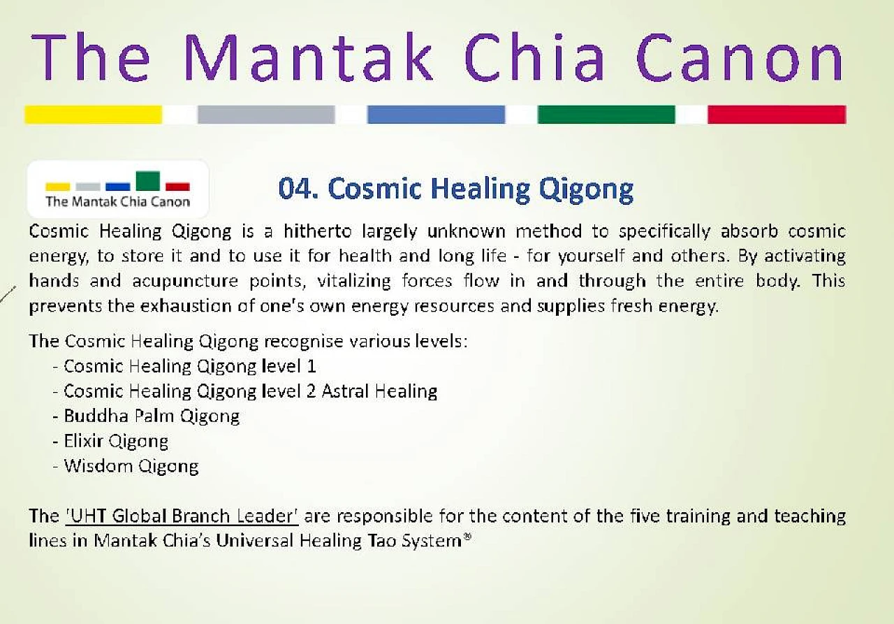 The forth Healing Art: Cosmic Healing Qigong (color code green)